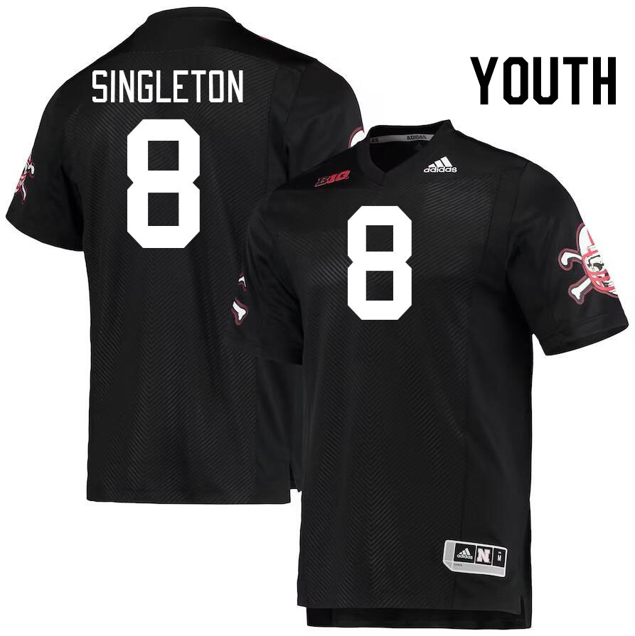 Youth #8 DeShon Singleton Nebraska Cornhuskers College Football Jerseys Stitched Sale-Black